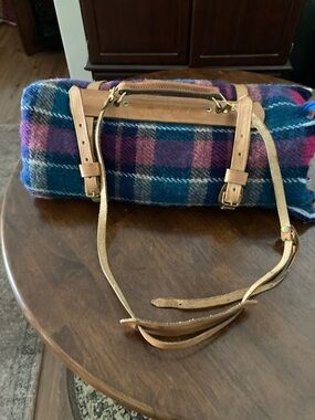 Mark Cross Italian leather blanket carrier